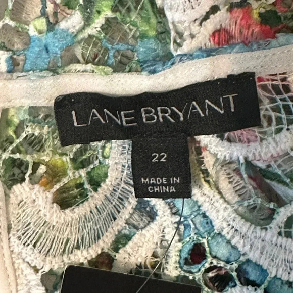 NWT’s Lane Bryant Beautiful Multicolor Lace / Crochet Open Weave Top - Picture 7 of 11